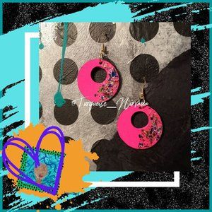 M-238: Pink Confetti Disc Earrings